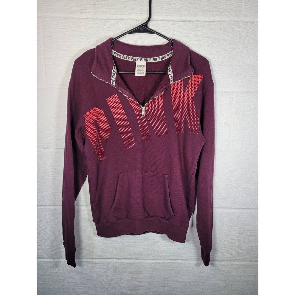 PINK Victoria’s Secret Women’s Quarter Zip‎ Pullover Sweatshirt Purple Size XS